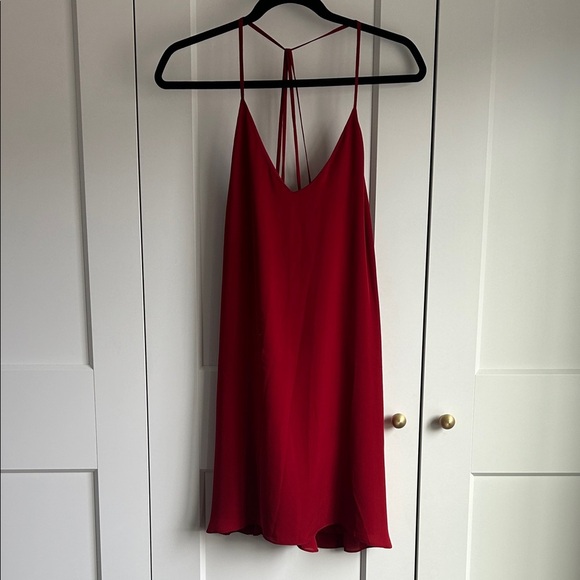Alice + Olivia Deep Red Ashland Silk Camisole Slip Dress | 8 - Picture 6 of 8